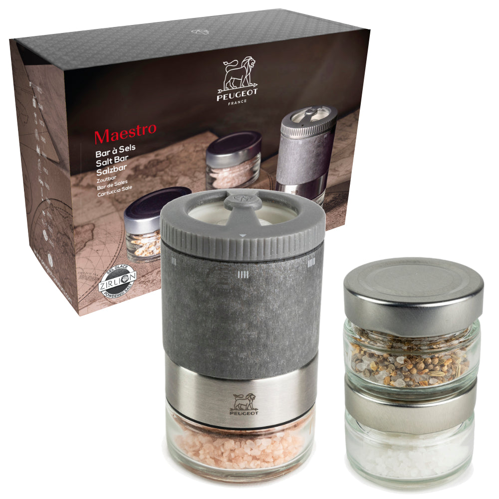 Peugeot Maestro Zirlion 4" u'Select Salt Mill Gift Set at Swiss Knife Shop