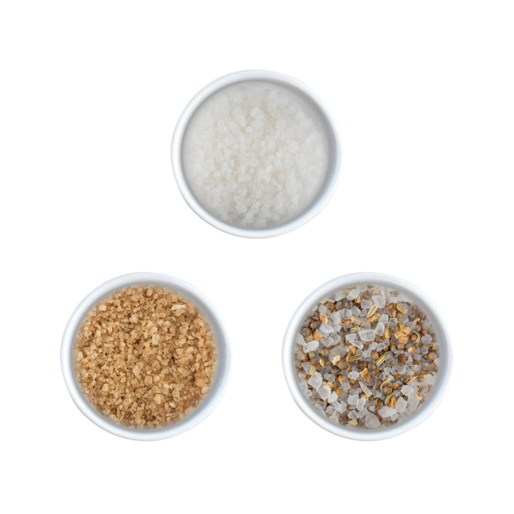 Peugeot Maestro Zirlion 4" u'Select Salt Mill Gift Set with 3 Varieties of Salt