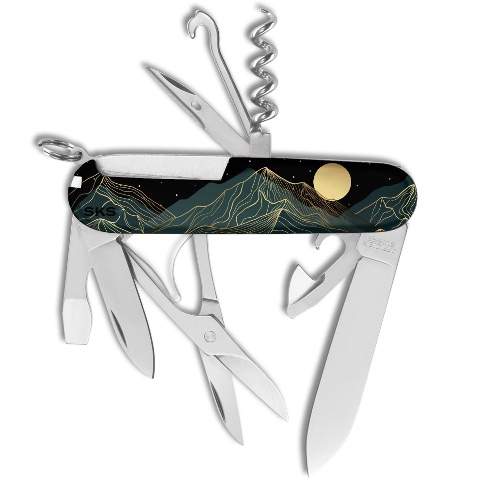 Victorinox Mountain Moonrise Climber Designer Swiss Army Knife Back View with Moon