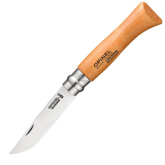 Opinel No.08 Traditional Carbon Steel Folding Knife with Beech Handle at Swiss Knife Shop