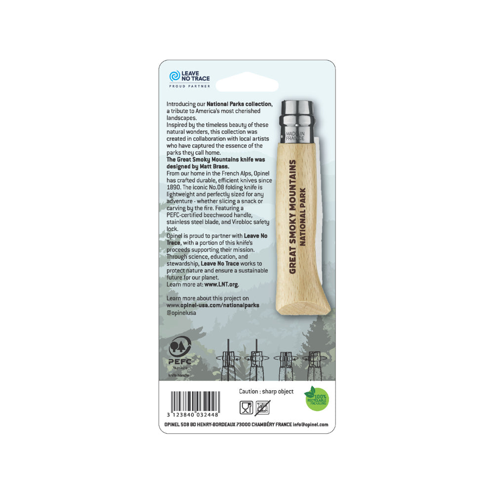 Opinel No.08 Great Smoky Mountains National Park Folding Knife Package Back