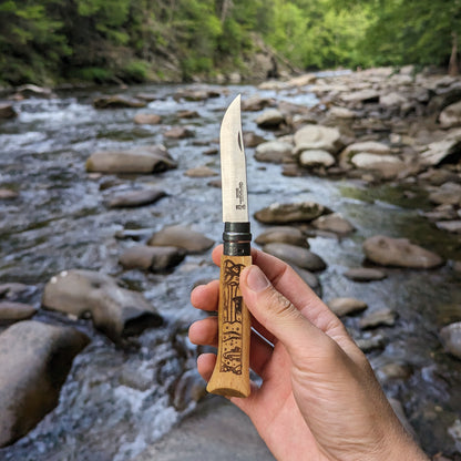 Opinel No.08 Great Smoky Mountains National Park Folding Knife with a Beautiful River Engraving