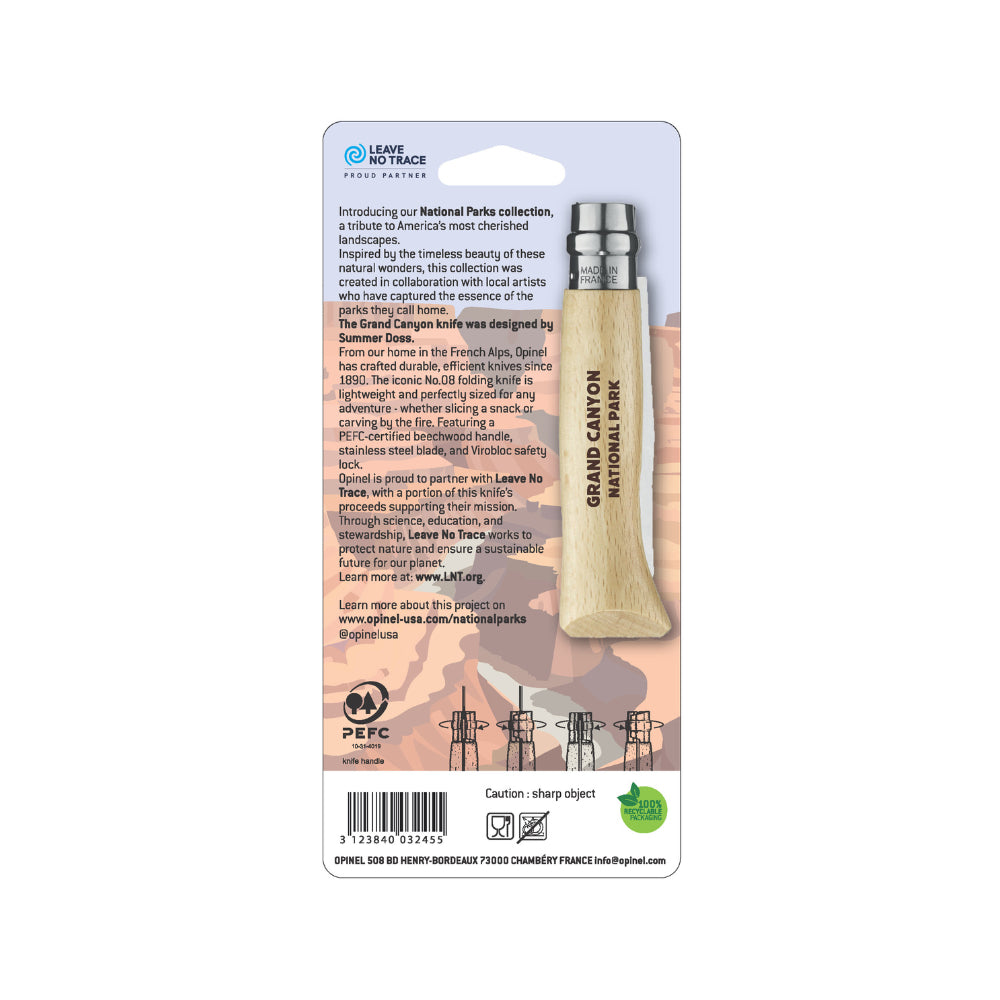 Opinel No.08 Grand Canyon National Park Folding Knife Back Package View