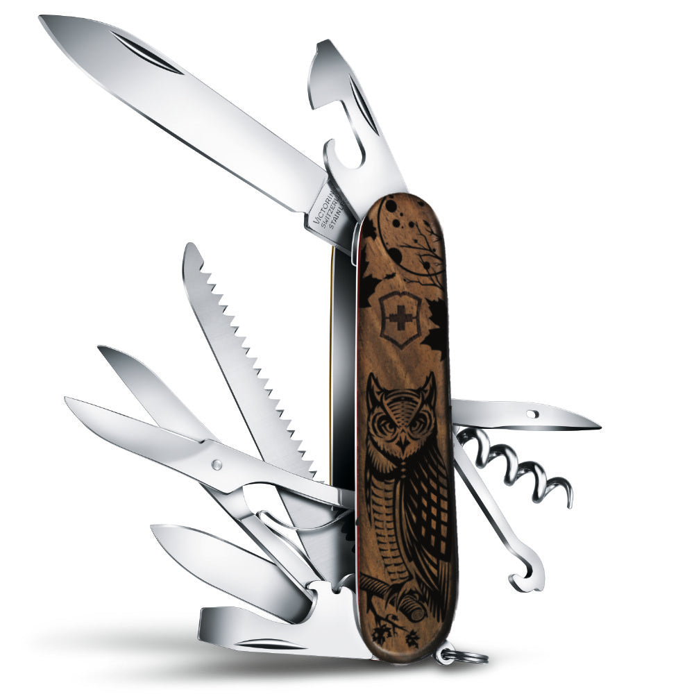 Victorinox Personalized Owl Huntsman Hardwood Walnut Designer