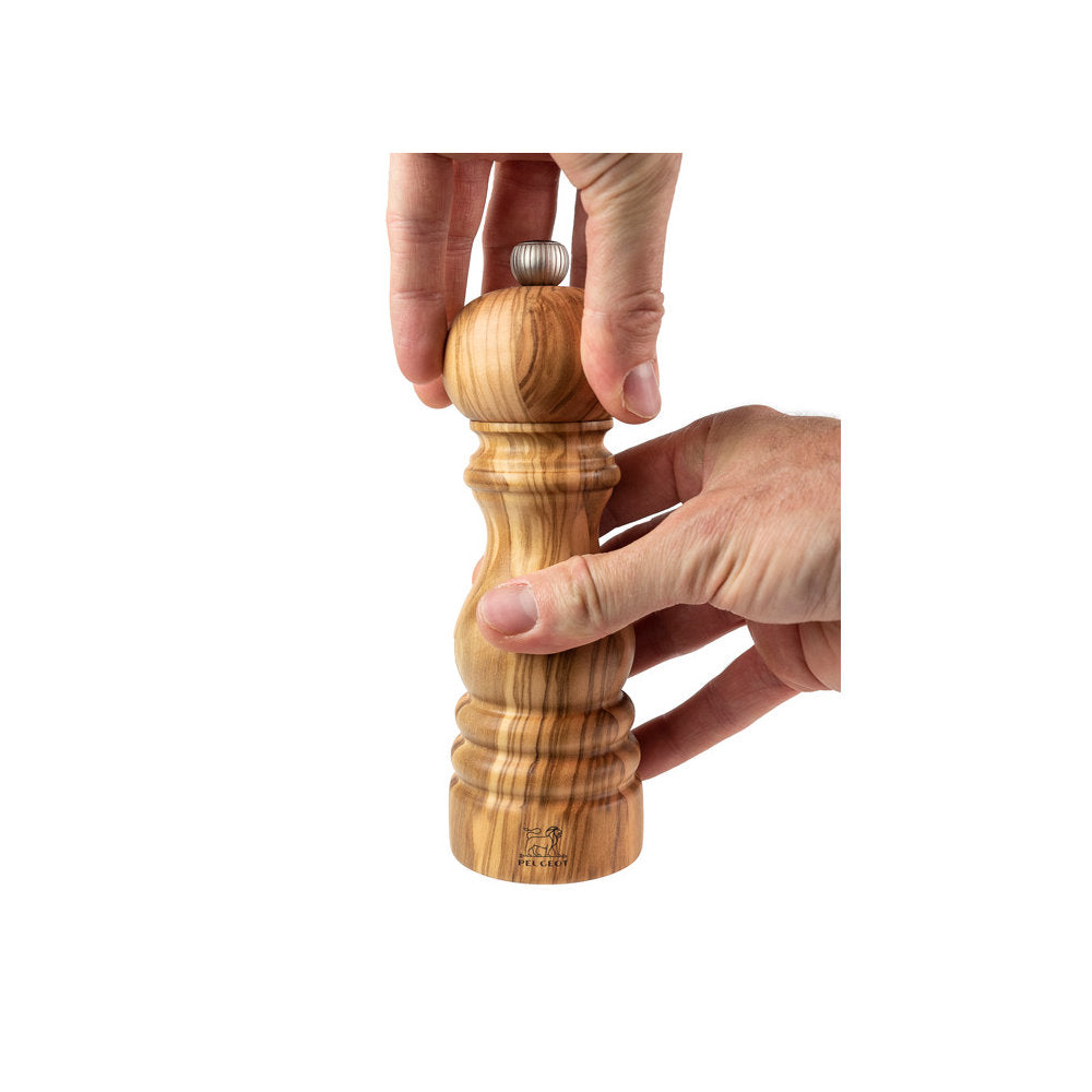 Peugeot Paris Olive Wood 7" Classic Pepper Mill in Use