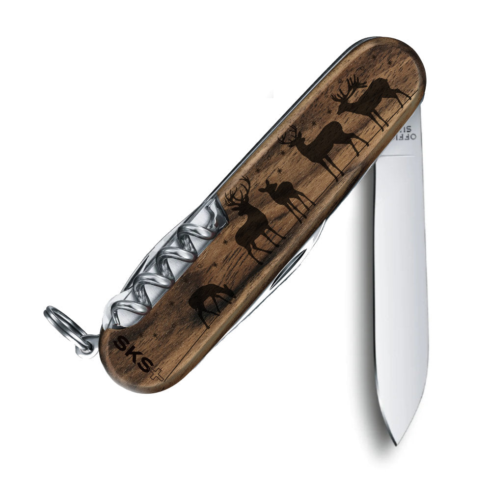 Victorinox Personalized Reindeer Spartan Hardwood Walnut Designer Swiss Army Knife