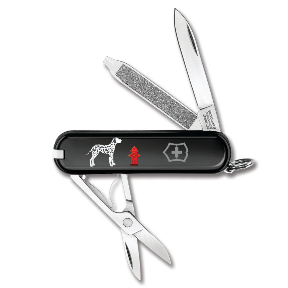 Victorinox Fire Truck Classic SD Designer Swiss Army Knife with Dalmatian and Fire Hydrant at Swiss Knife Shop
