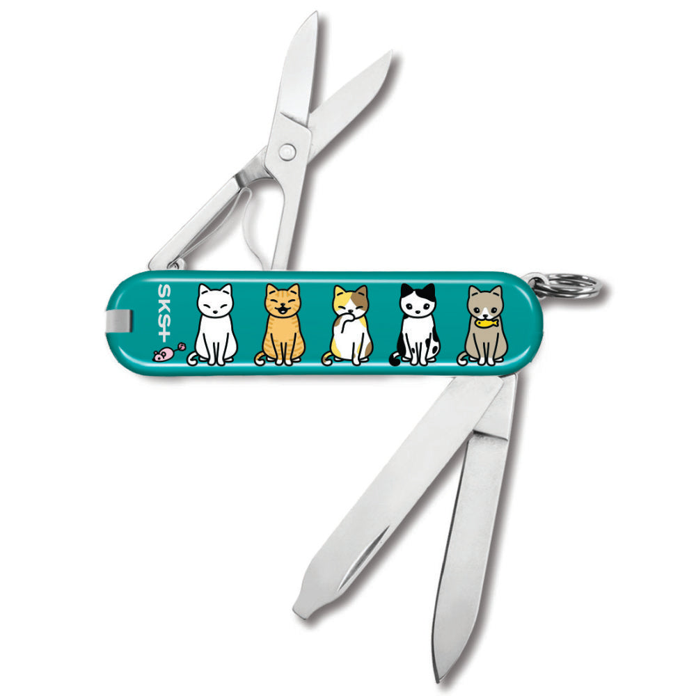 Victorinox Happy Cats Classic SD Designer Swiss Army Knife with a Lineup of Happy Kitties