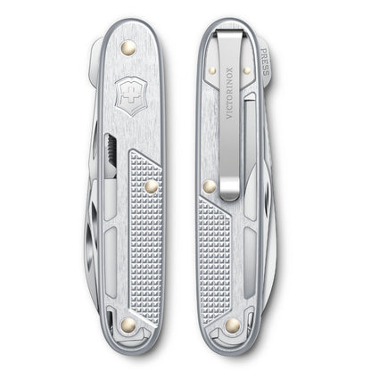 Victorinox Synergy Alox Swiss Army Knife Silver Front and Back Closed