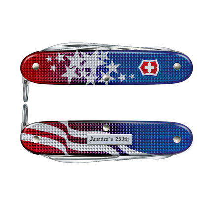 Victorinox America's 250th Anniversary Pioneer X Alox 2026 Limited Edition Swiss Army Knife Front and Back View