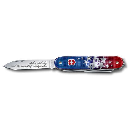 Victorinox America's 250th Anniversary Pioneer X Alox 2026 Limited Edition Swiss Army Knife with Engraved Blade Open