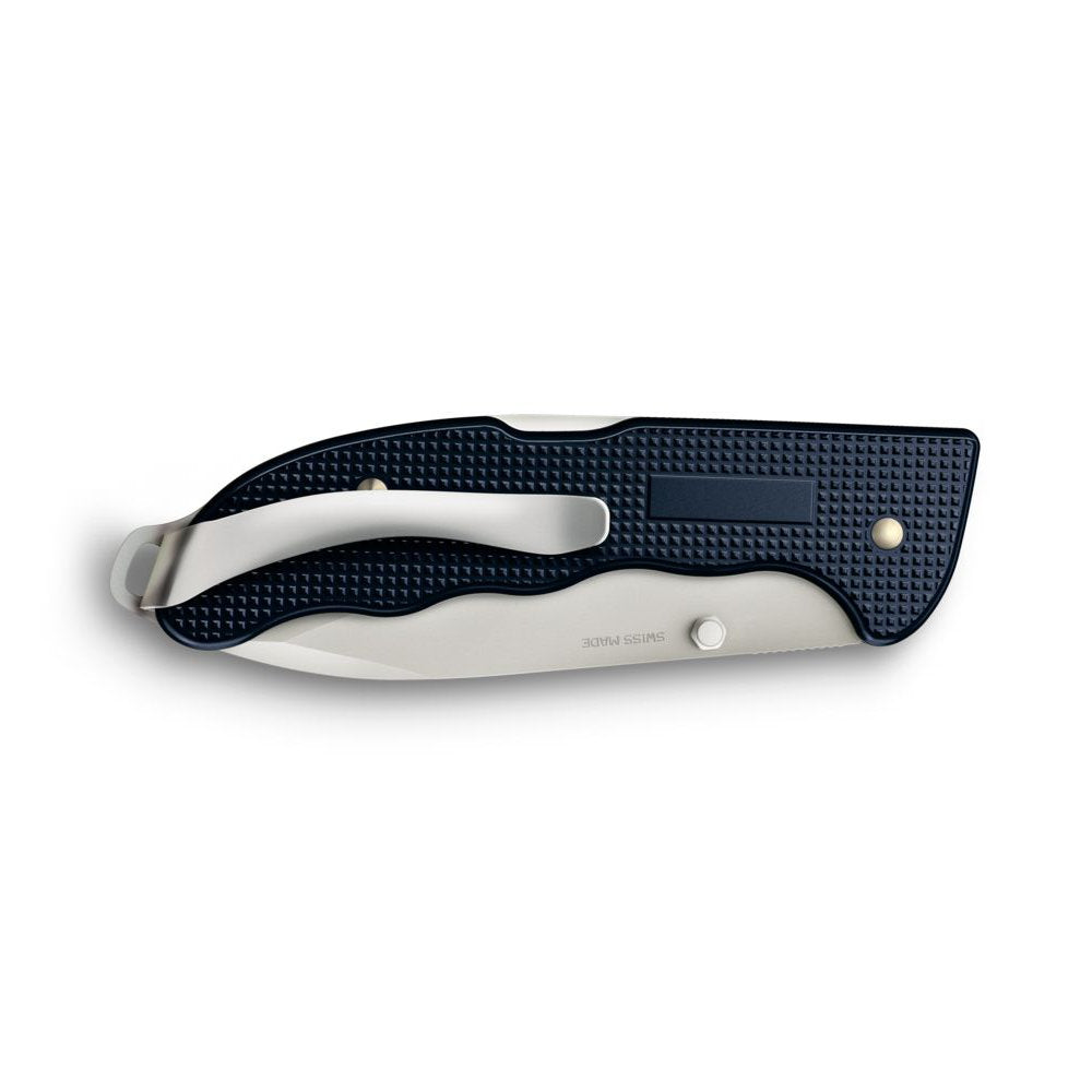 Victorinox Evoke Alox Dark Blue Lockblade Swiss Army Knife Back View with Engraving Panel