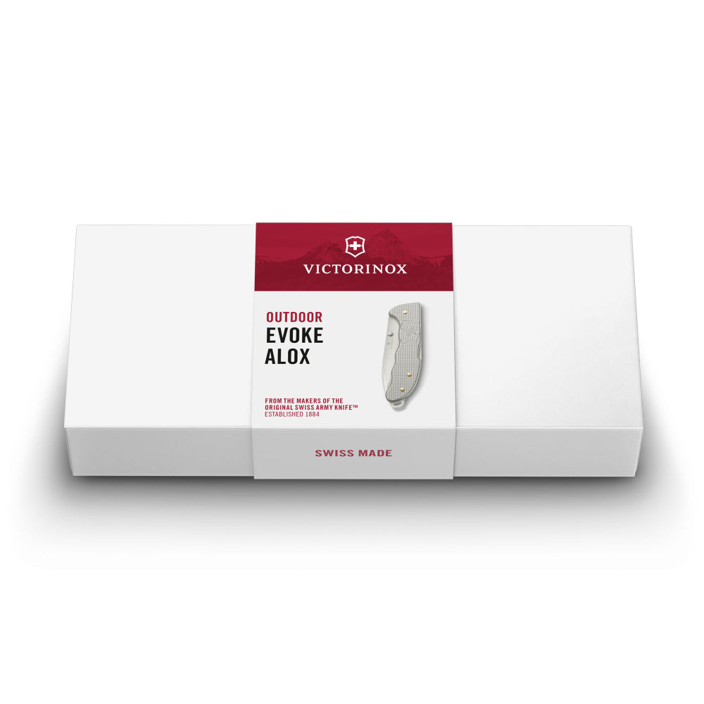 Victorinox Evoke Alox Lockblade Swiss Army Knife with Clip Box
