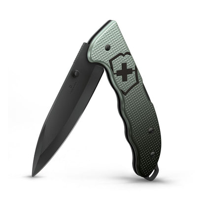 Victorinox Evoke BS Ice and Grey Alox Lockblade Swiss Army Knife with Clip Partially Open