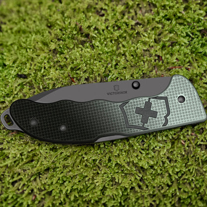 Victorinox Evoke BS Ice and Grey Alox Lockblade Swiss Army Knife with Clip on Moss