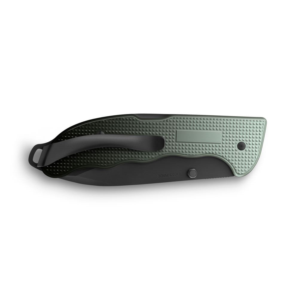 Victorinox Evoke BS Ice and Grey Alox Lockblade Swiss Army Knife with Clip Back View with Panel