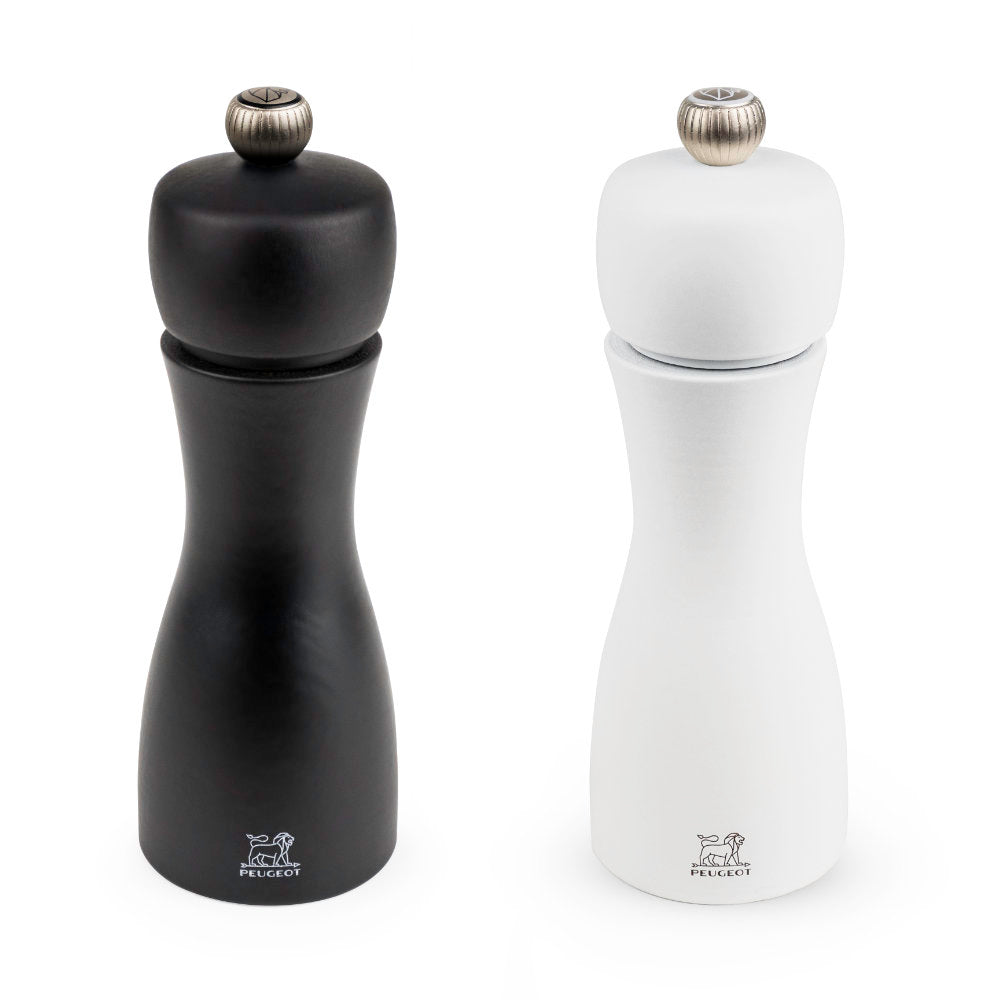 Peugeot Tahiti Zirlion 6" Salt & Pepper Mill Set, Black and White at Swiss Knife Shop