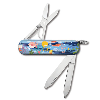 Victorinox Under the Sea Classic SD Designer Swiss Army Knife Back View with Sea Creatures
