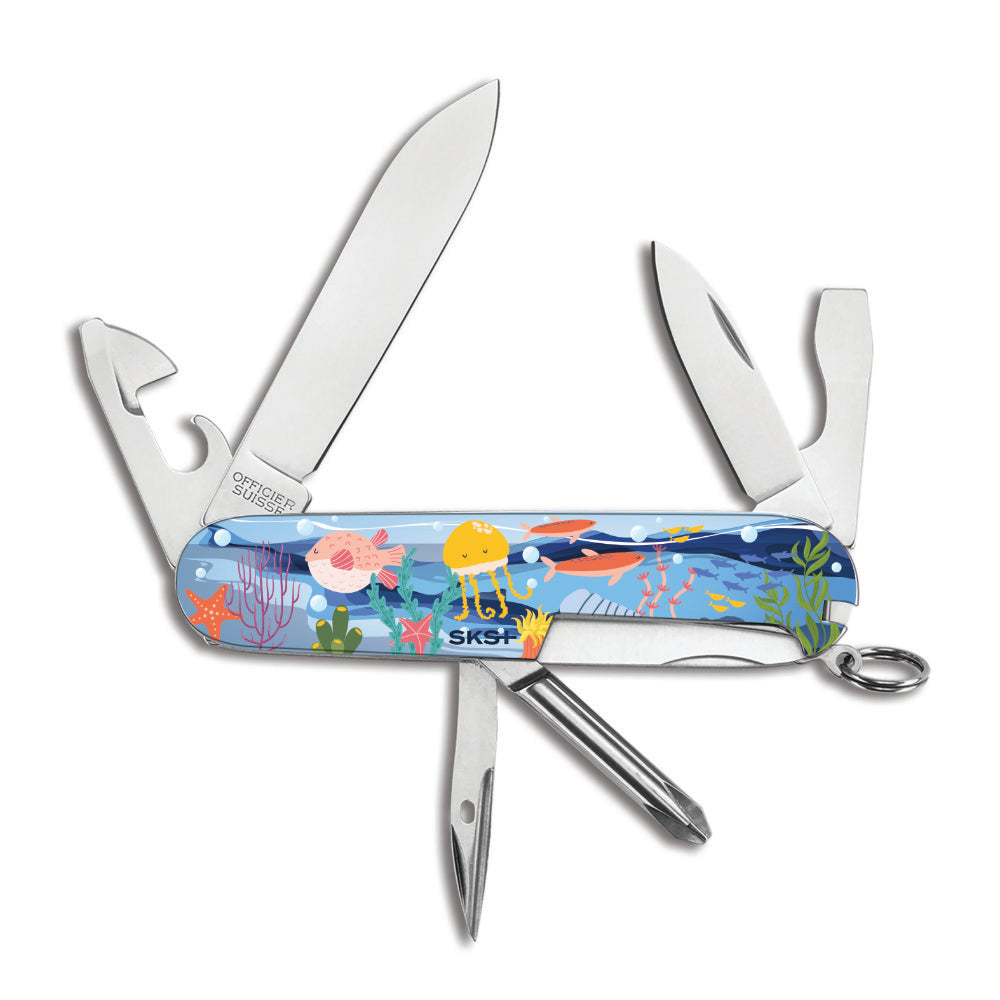 Victorinox Under the Sea Tinker Designer Swiss Army Knife with a Textured Sea Critter Pattern on Both Sides