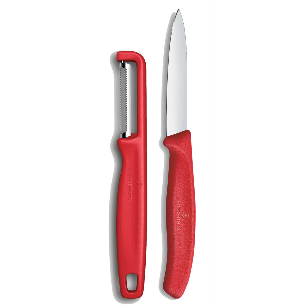 Victorinox Classic Serrated Peeler and 3.25" Paring Knife Set Red