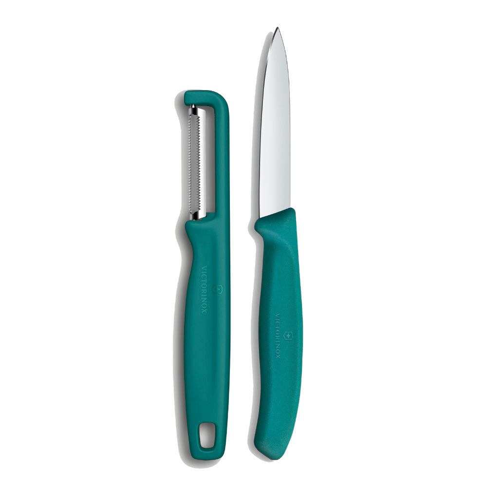 Victorinox Classic Serrated Peeler and 3.25" Paring Knife Set Green