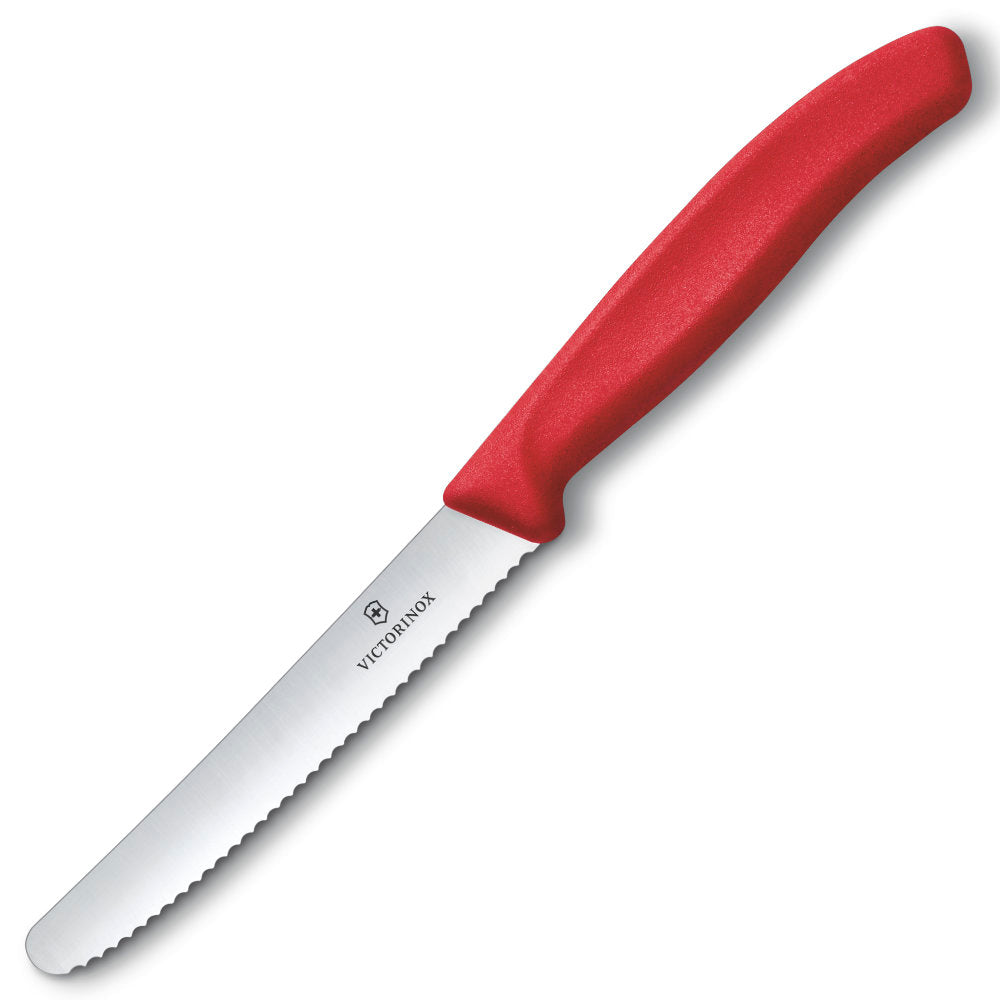 Victorinox Swiss Classic 4.5" Serrated Round Tip Paring Knife Red