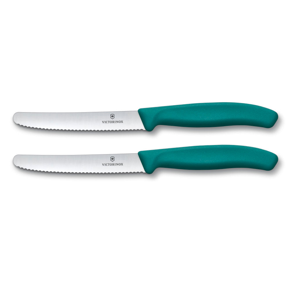 Victorinox Swiss Classic 2-Piece 4.5" Serrated Utility Knife Set Green