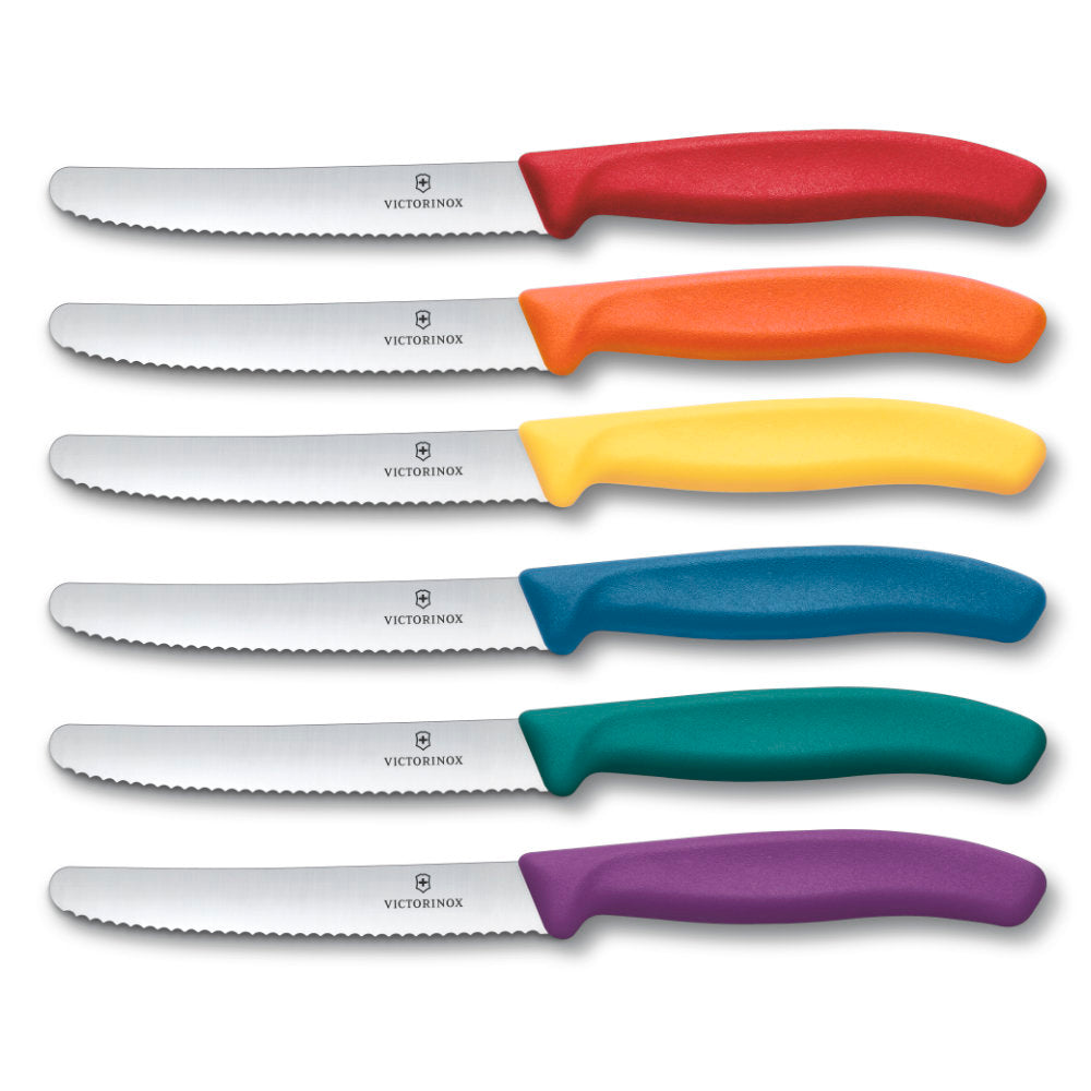 Victorinox Swiss Classic Colorful 6-Piece 4.5" Serrated Utility Knife Set by Victorinox at Swiss Knife Shop