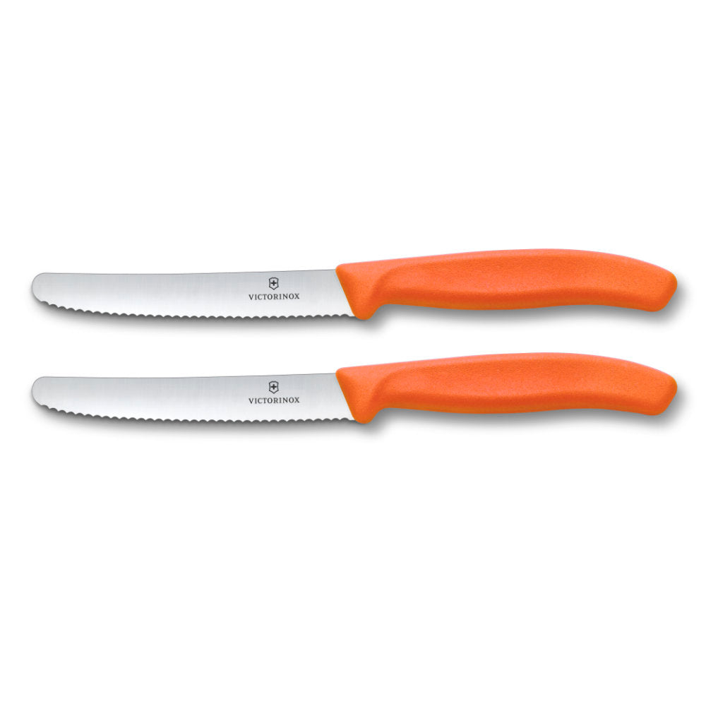 Victorinox Swiss Classic 2-Piece 4.5" Serrated Utility Knife Set Orange