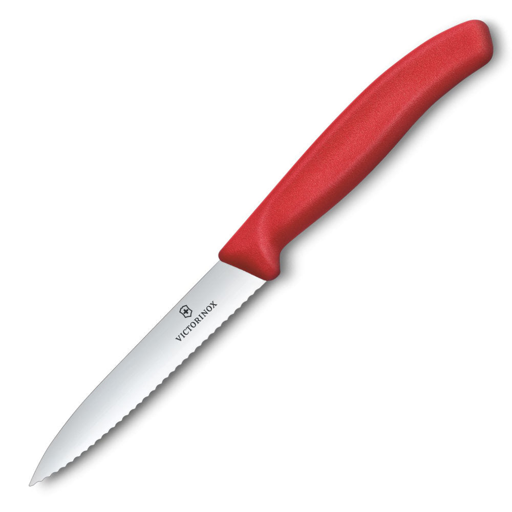 Victorinox Swiss Classic 4" Serrated Spear Tip Paring Knife Red