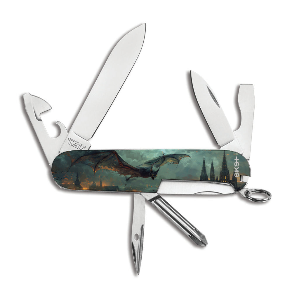 Victorinox Vampire Tinker Designer Swiss Army Knife Back View with Swooping Bat