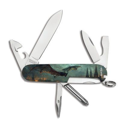 Victorinox Vampire Tinker Designer Swiss Army Knife Back View with Swooping Bat