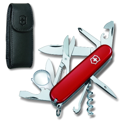 Explorer Swiss Army Knife and Leather Clip Pouch Set by Victorinox