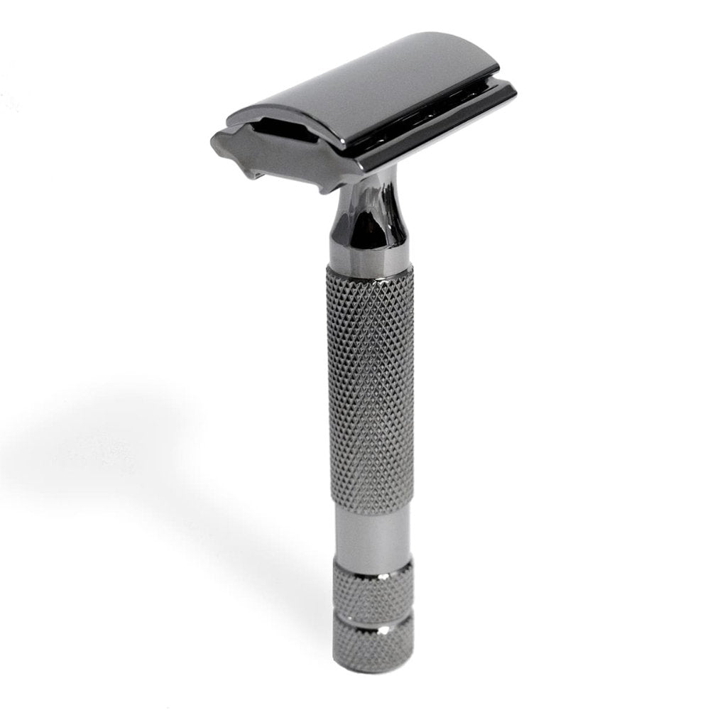 Rockwell 6C Fully Adjustable Safety Razor Standing View in Gunmetal