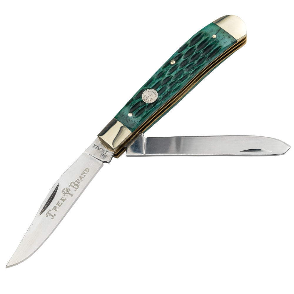 Boker TS 2.0 Jigged Green Bone Trapper Folding Knife