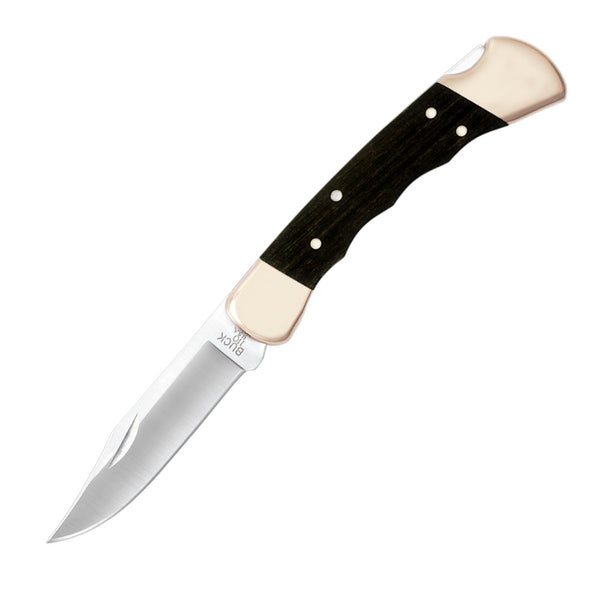 Buck 110 Folding Hunter Knife with Finger Grooved Ebony Handle at