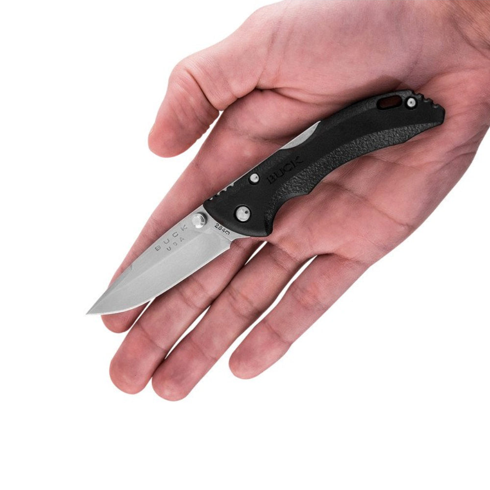 Buck 284 Bantam BBW Folding Knife, Black in Hand