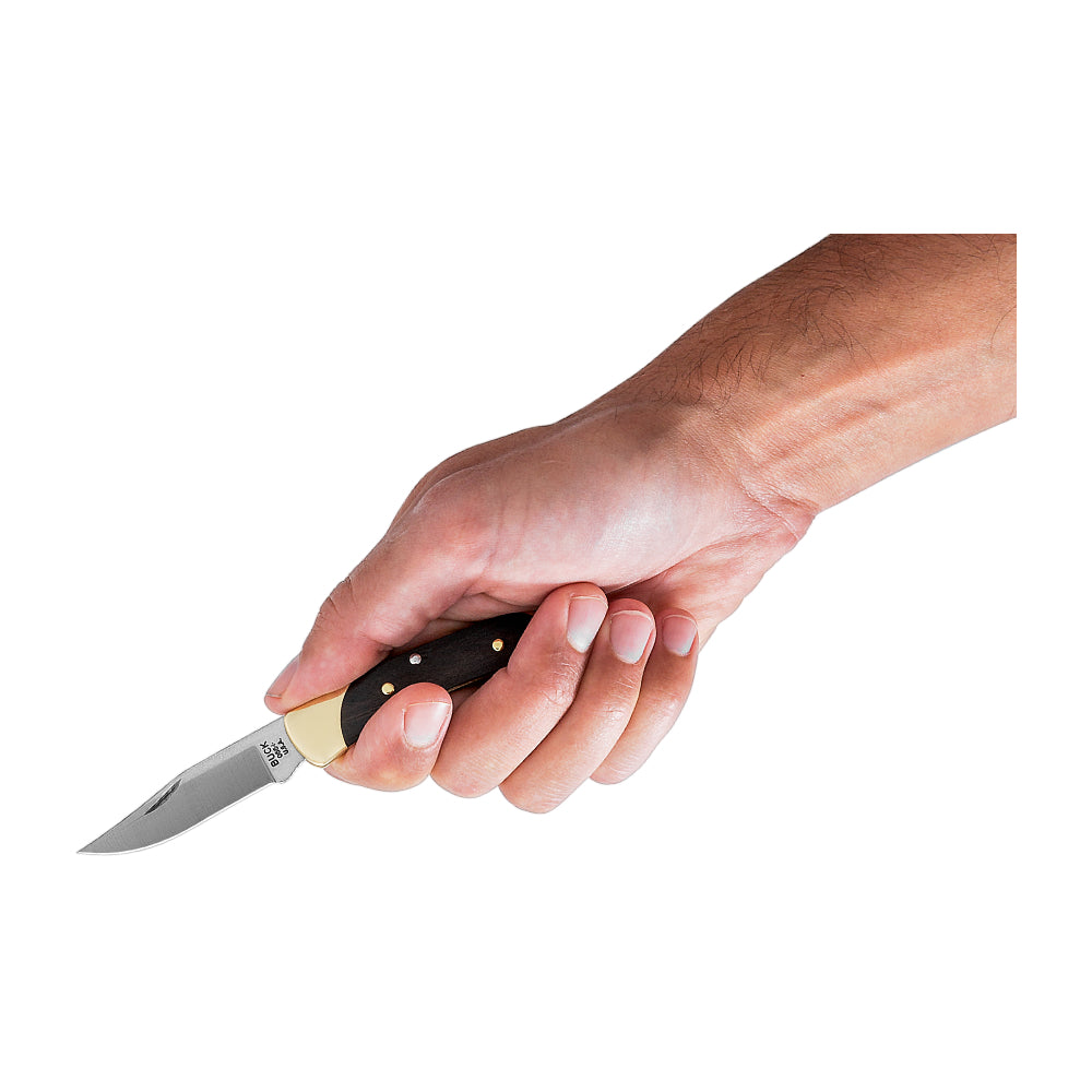 Buck 055 Folding Knife with Ebony Handle in Hand