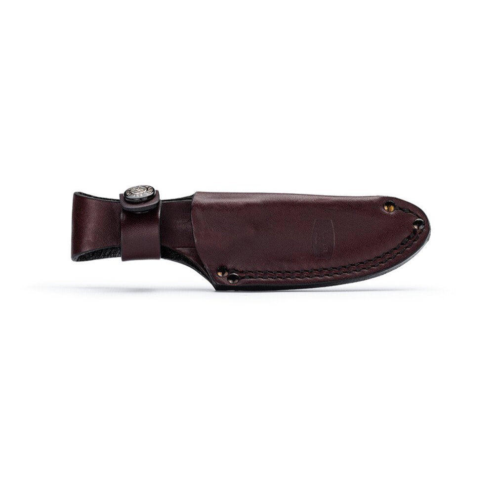 Buck 662 Alpha Scout Fixed Blade Knife with Walnut Handle Leather Pouch Detail