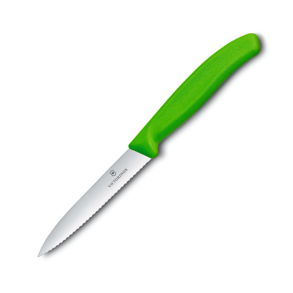 Swiss Classic 4" Serrated Spear Tip Paring Knife by Victorinox Green Handle