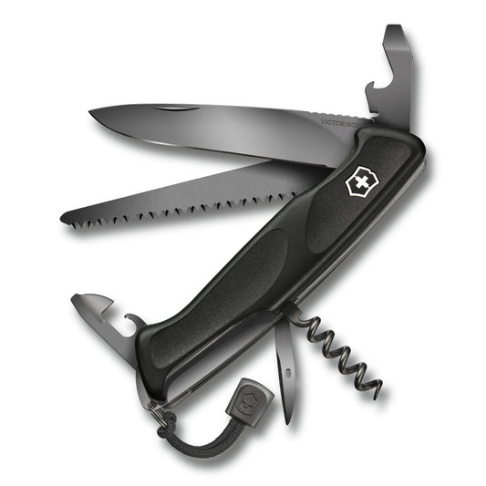 Onyx Black RangerGrip 55 Lockblade Swiss Army Knife at Swiss Knife Shop