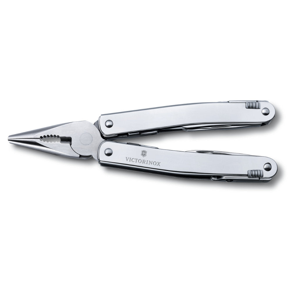 Swiss Army SwissTool Spirit Pointed with Nylon Pouch has smooth, ergonomic handles and rugged pliers.