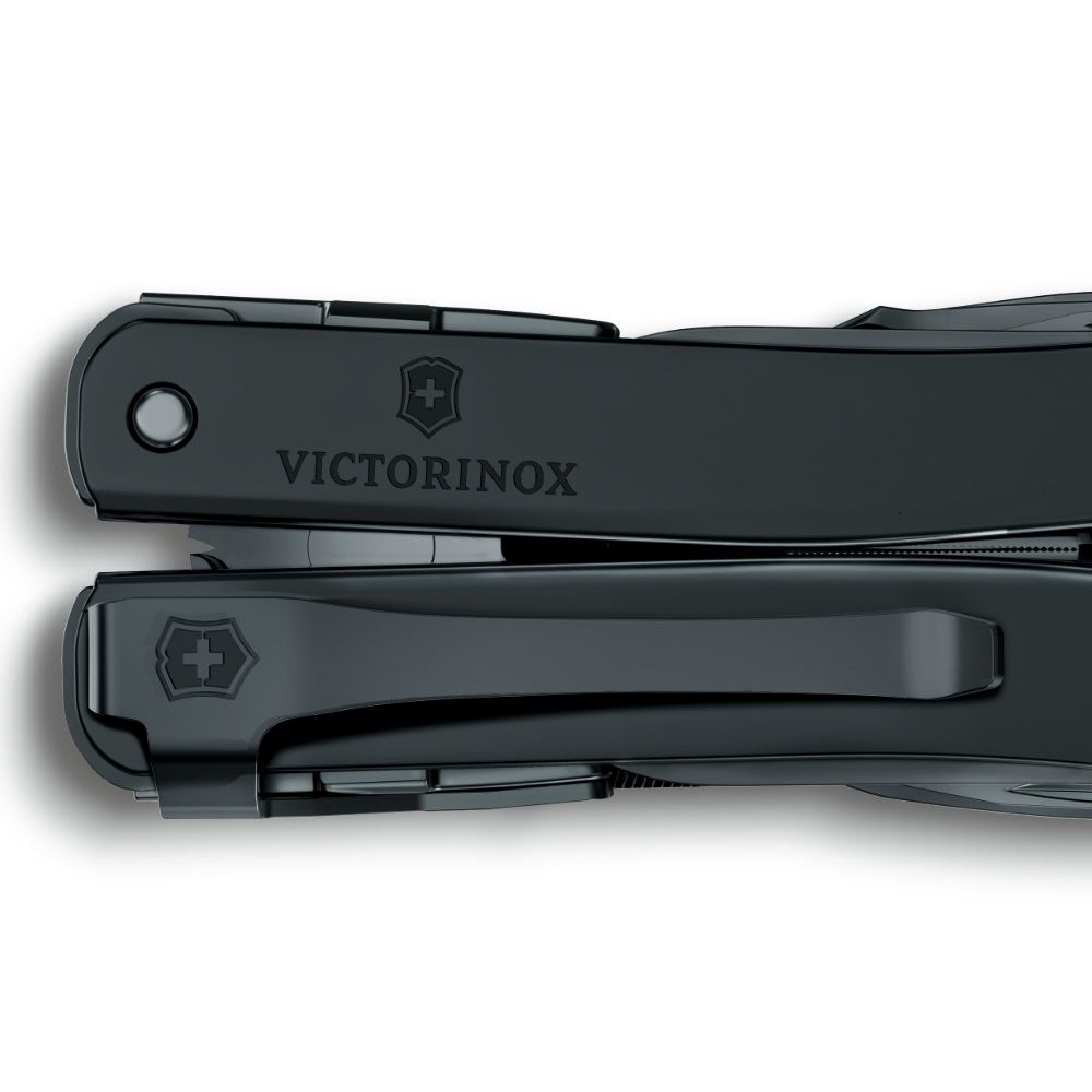 SwissTool Spirit Clip BS in Black Attached to the SwissTool Spirit BS