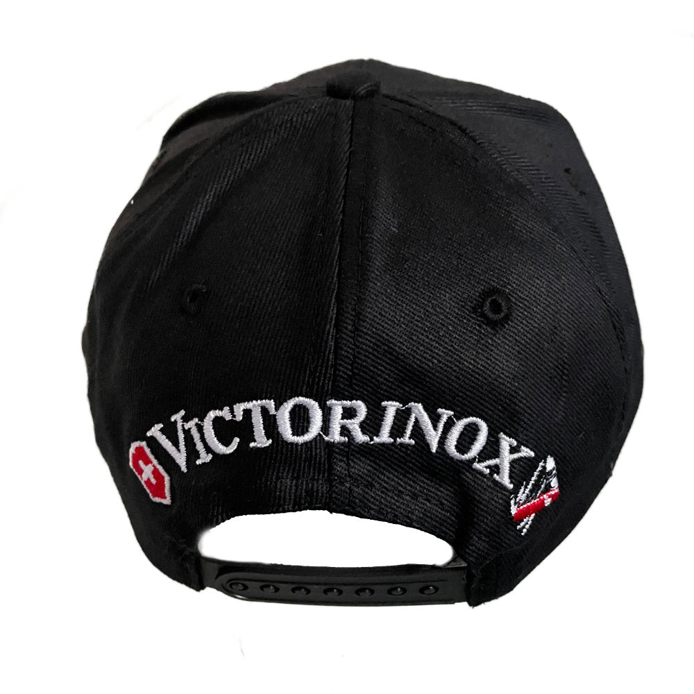 Victorinox Swiss Army Cross & Shield Black and Red Baseball Cap with Back Logo Stitching
