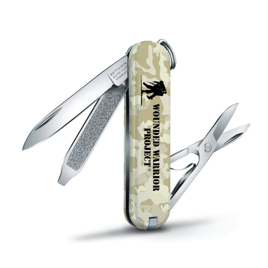 Wounded Warrior Project Tan Camo Classic SD Swiss Army Knife by Victorinox at Swiss Knife Shop