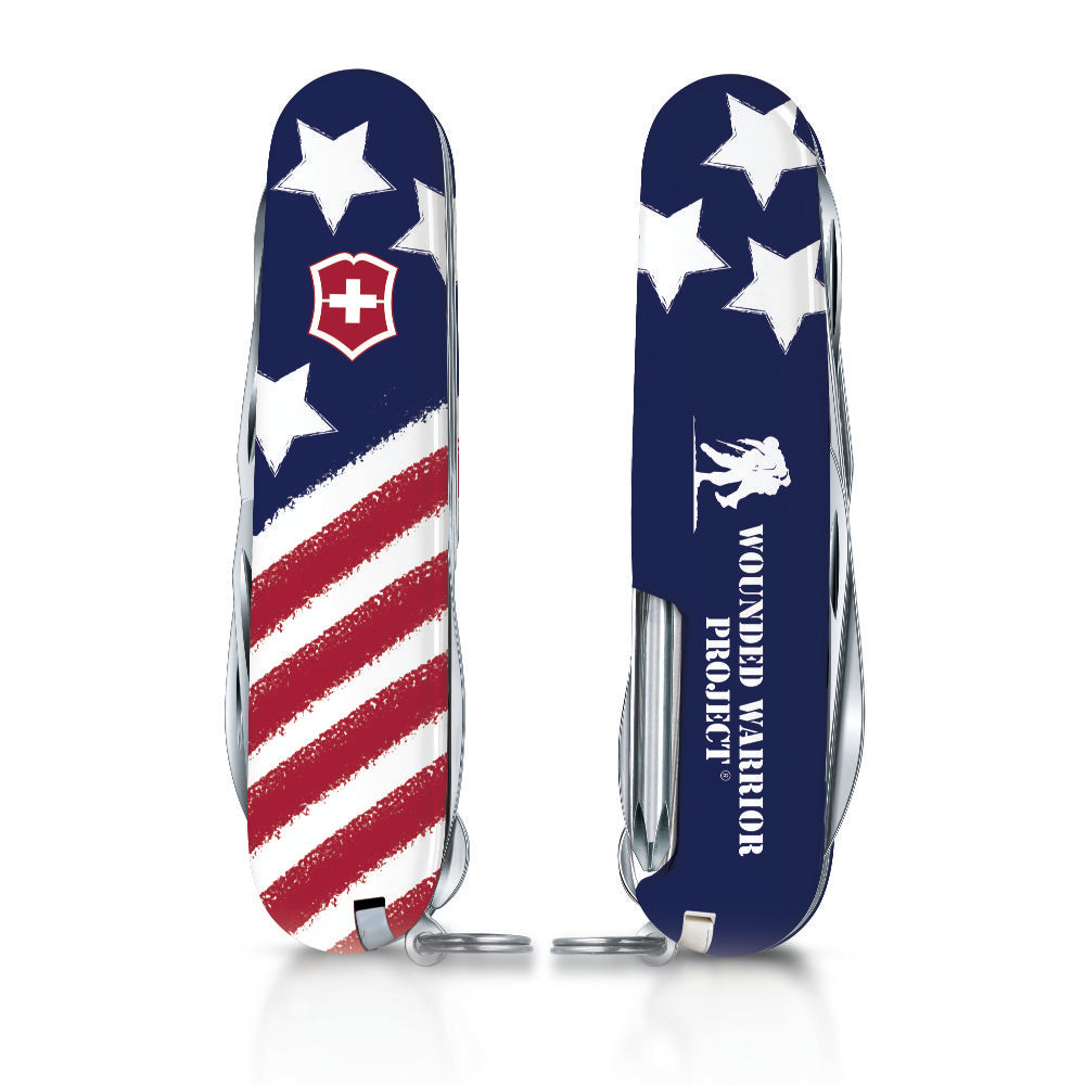 Wounded Warrior Project Animated American Flag Tinker Swiss Army Knife by Victorinox Front and Back Handles
