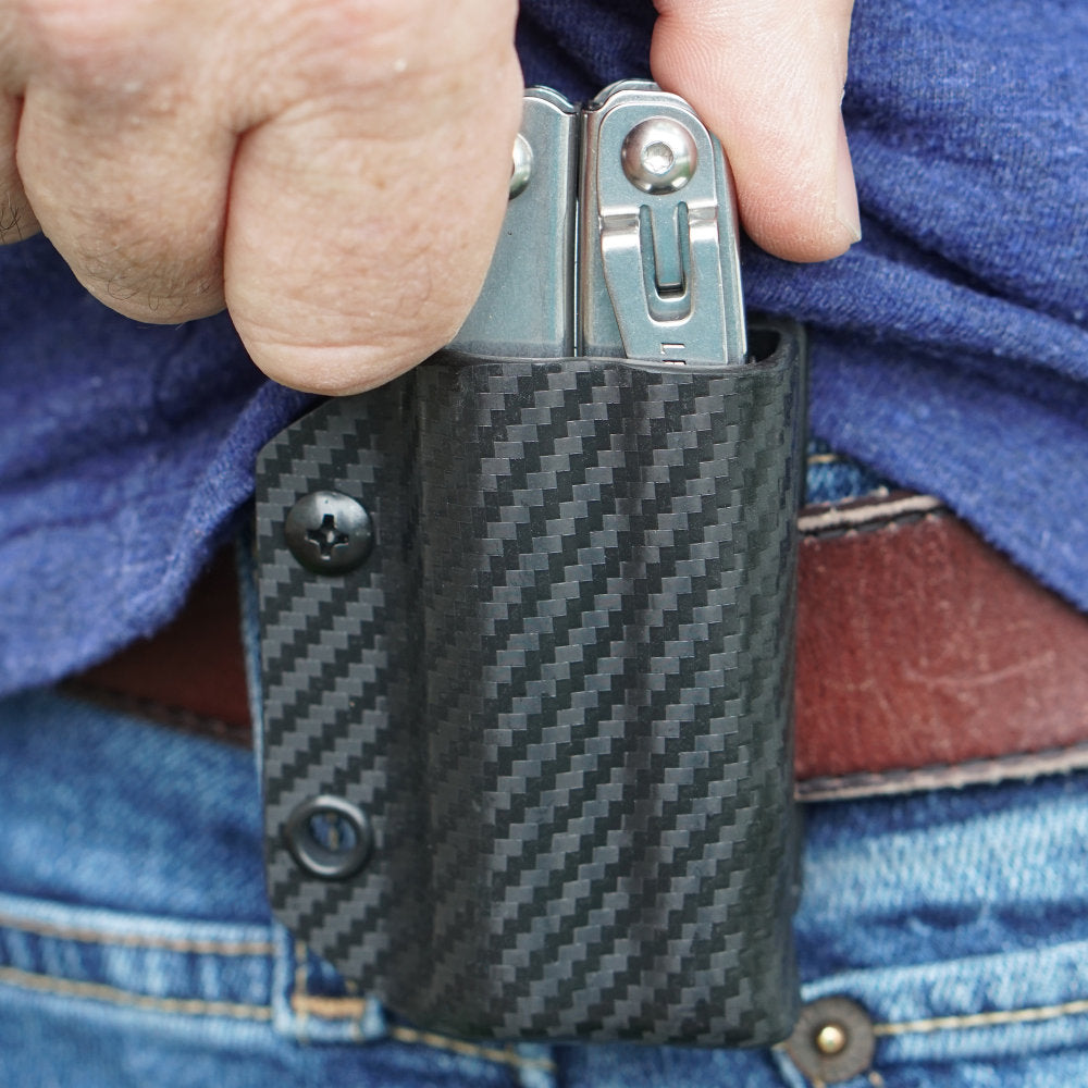 Clip and Carry Kydex Belt Sheath for Leatherman Wingman, Sidekick, Rebar and Rev Models in Use