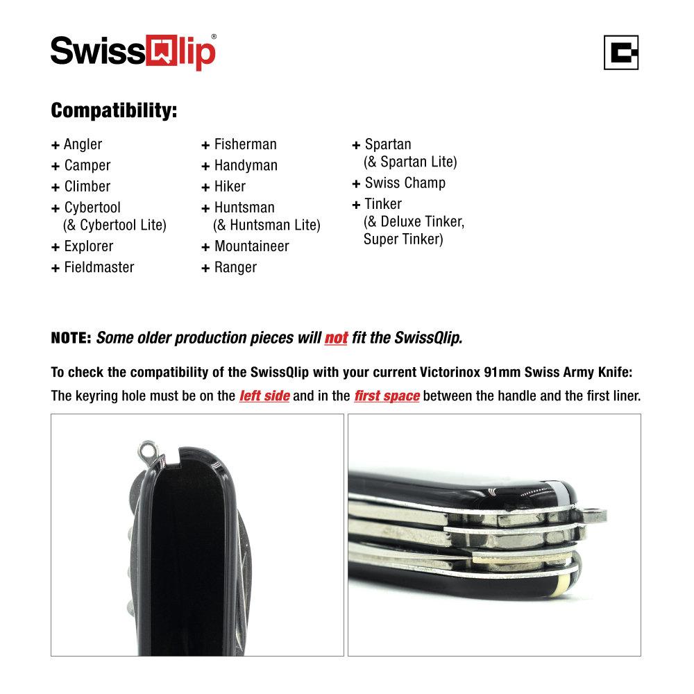 SwissQlip Swiss Army Knife Pocket Clip Compatibility Information
