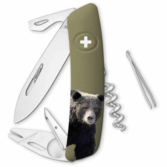 Swiza Wildlife TT03 Swiss Tick Tool Pocket Knife, Brown Bear