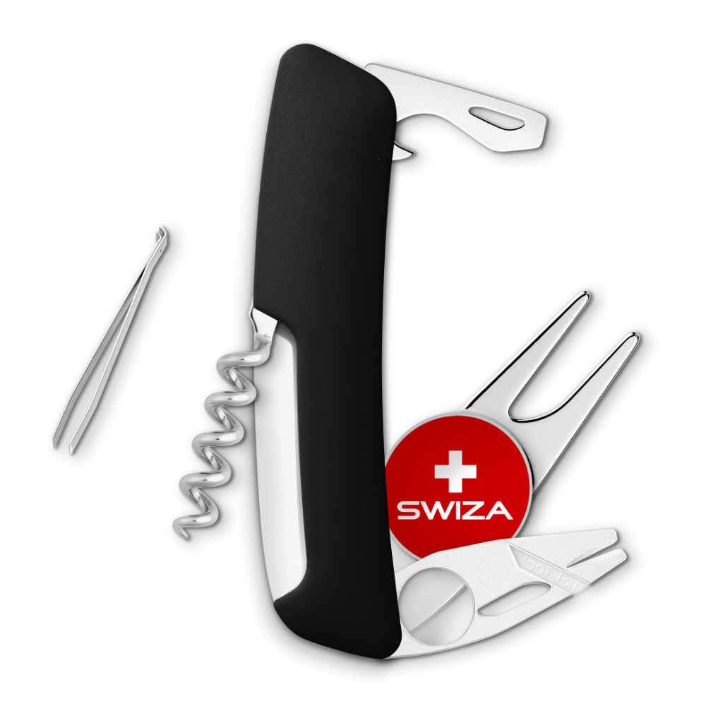 Swiza Black GO03 Black Golf Tool with Ball Marker at Swiss Knife Shop